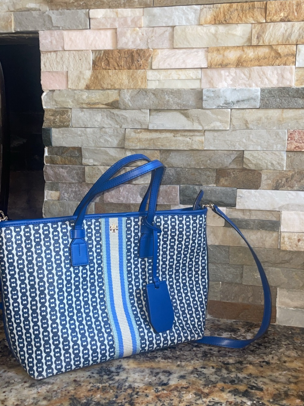 TORY BURCH blue large tote